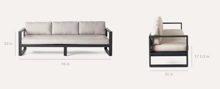 Coronado sofa in Black Aluminum